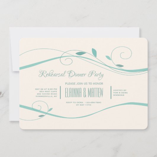 turquoise wervelingen-uitnodiging kaart (Voorkant)