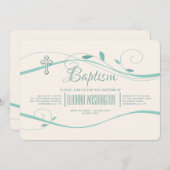 turquoise wervelingen-uitnodiging kaart (Voorkant / Achterkant)