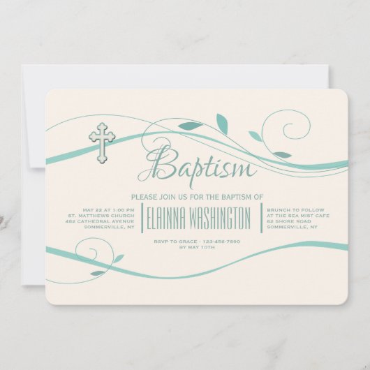 turquoise wervelingen-uitnodiging kaart (Voorkant)