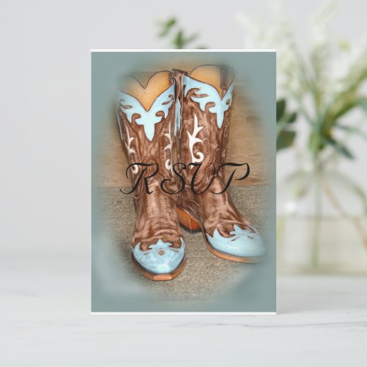 Turquoise Westerne Boots Wedding RSVP (Staand voorkant)