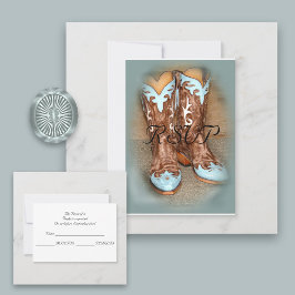 Turquoise Westerne Boots Wedding RSVP