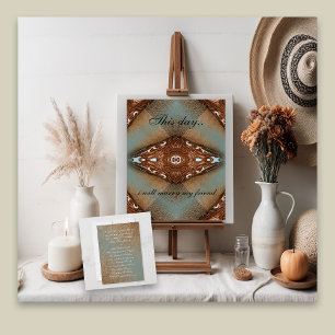 Turquoise Westerne Motif Wedding Kaart