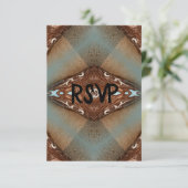 Turquoise Westerne Motif Wedding RSVP Kaartje (Staand voorkant)