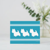 Turquoise Westies Briefkaart (Staand voorkant)