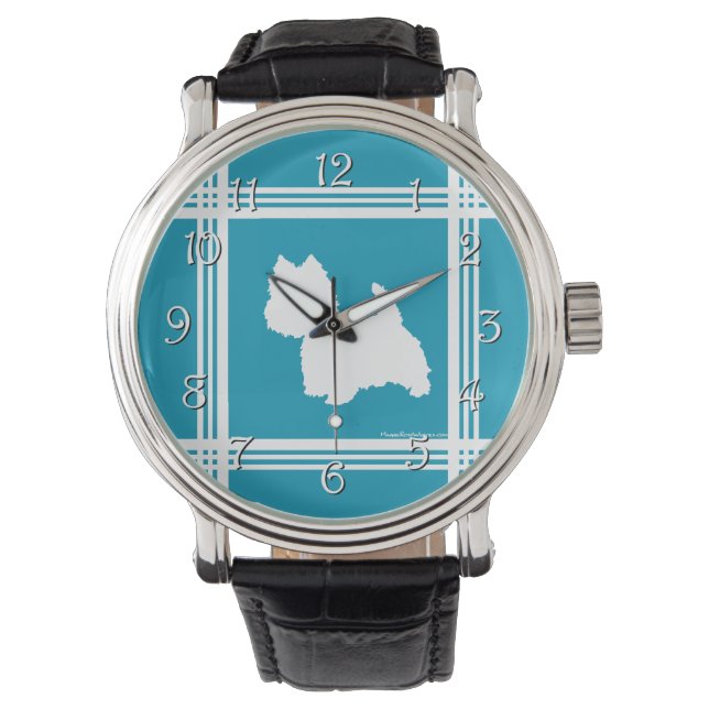 Turquoise Westies Horloge (Voorkant)