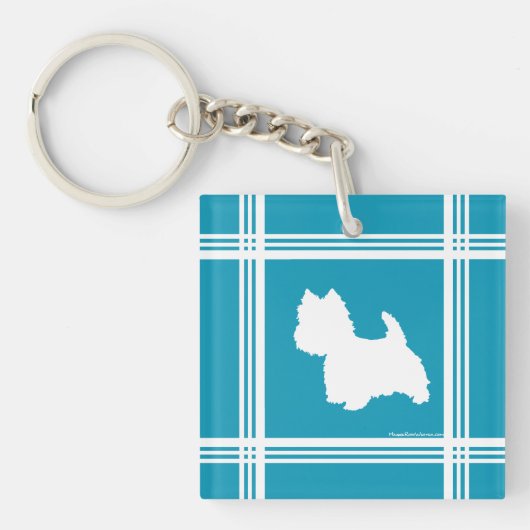 Turquoise Westies Sleutelhanger (Voorkant)