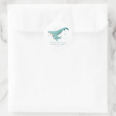 Turquoise Whale Baby shower Favor Ronde Sticker (Tas)