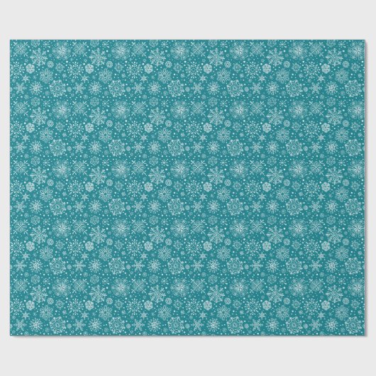 Turquoise & White Abstract kerstsnowflakes Cadeaupapier (Vlak)