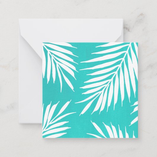 Turquoise White Acrylpalm Leaves Notitiekaartje (Voorkant)