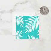Turquoise White Acrylpalm Leaves Notitiekaartje (Voorkant / Achterkant in situ)