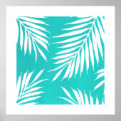 Turquoise White Acrylpalm Leaves Poster (Voorkant)