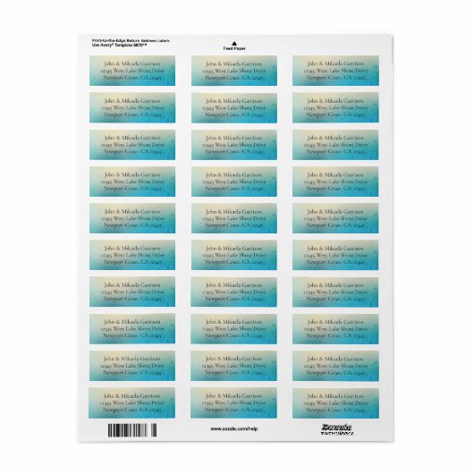 Turquoise White Aqua Blue Wedding Etiket (Full Sheet)
