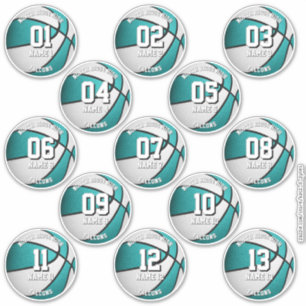 turquoise white basketball douane meisjes sticker