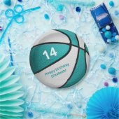 Turquoise White Basketball verjaardagsfeestje Papieren Bordje (Feest)