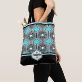 Turquoise, White & Black Tribal Tapestry Tote Bag (Dichtbij)
