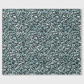Turquoise White Blue Leopard Print  Cadeaupapier (Vlak)