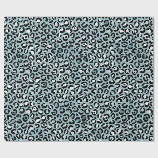 Turquoise White Blue Leopard Print  Cadeaupapier (Vlak)