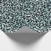 Turquoise White Blue Leopard Print  Cadeaupapier (Hoek)