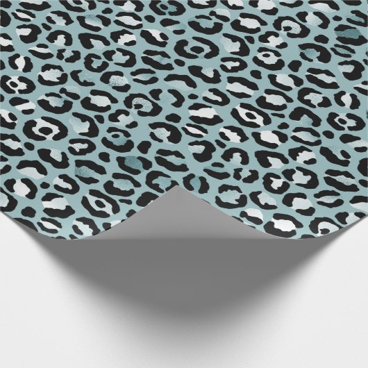 Turquoise White Blue Leopard Print  Cadeaupapier (Hoek)