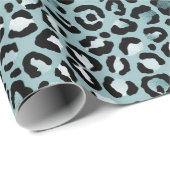 Turquoise White Blue Leopard Print  Cadeaupapier (Rol Hoek)