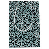 Turquoise White Blue Leopard Print    Medium Cadeauzakje (Voorkant)