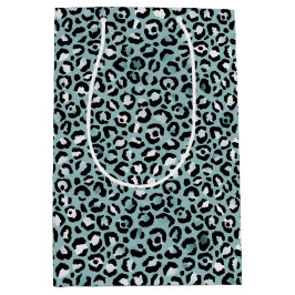 Turquoise White Blue Leopard Print    Medium Cadeauzakje
