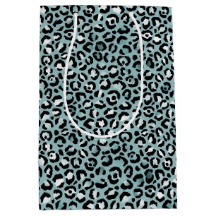 Turquoise White Blue Leopard Print    Medium Cadeauzakje