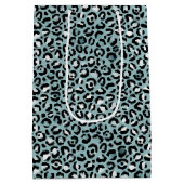 Turquoise White Blue Leopard Print    Medium Cadeauzakje (Achterkant)