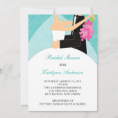 Turquoise & White Bridal Shower Invitation Kaart (Voorkant)