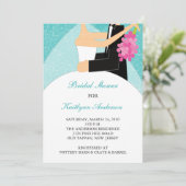 Turquoise & White Bridal Shower Invitation Kaart (Staand voorkant)