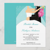 Turquoise & White Bridal Shower Invitation Kaart (Voorkant / Achterkant)
