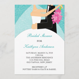 Turquoise & White Bridal Shower Invitation Kaart