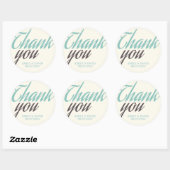 Turquoise White Calligraphy Dank je Stickers (Vel)