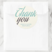 Turquoise White Calligraphy Dank je Stickers (Tas)