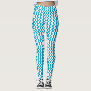 Turquoise White Chevron Leggings