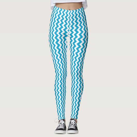 Turquoise White Chevron Leggings (Voorkant)