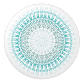 Turquoise White Chevron Modern Mandala Keramische Knop (Voorkant)