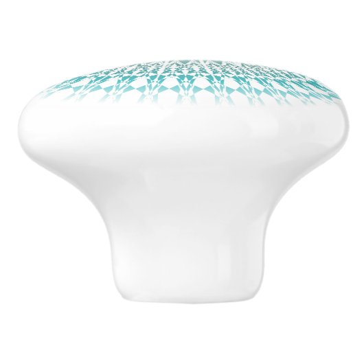 Turquoise White Chevron Modern Mandala Keramische Knop (Zijkant)