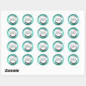 Turquoise White Circle Business Logo Hartelijk dan Ronde Sticker (Vel)