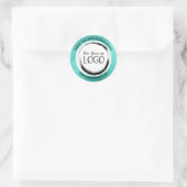 Turquoise White Circle Business Logo Hartelijk dan Ronde Sticker (Tas)