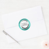 Turquoise White Circle Business Logo Hartelijk dan Ronde Sticker (Envelop)