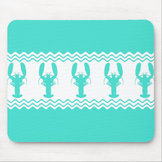 Turquoise White Coastal Lobster Stripes Muismat
