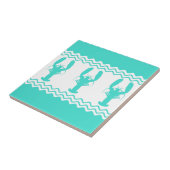 Turquoise White Coastal Lobster Stripes Tegeltje (Zijkant)