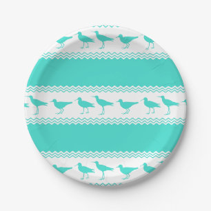 Turquoise White Coastal Sandpiper Bird Stripes Papieren Bordje