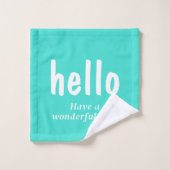 Turquoise White Coral Sunshine Smile Typografie Bad Handdoek (Wasdoekje)