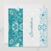 Turquoise & White Damask Bridal Shower Invitation Kaart (Achterkant)