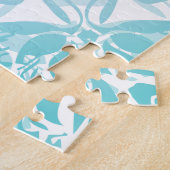 Turquoise White Damask Mandala Legpuzzel (Zijkant)