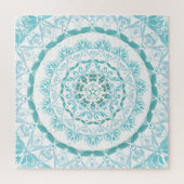 Turquoise White Damask Mandala Legpuzzel (Verticaal)