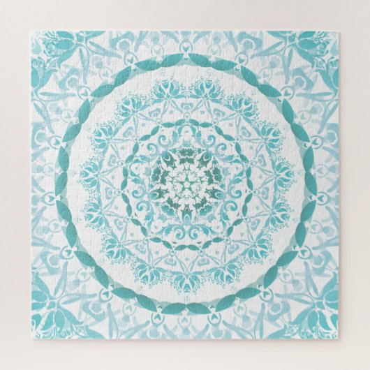 Turquoise White Damask Mandala Legpuzzel (Verticaal)