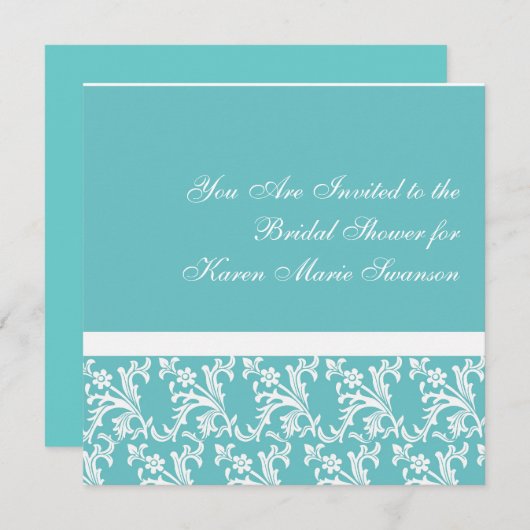 Turquoise & White Elegance Kaart (Voorkant / Achterkant)